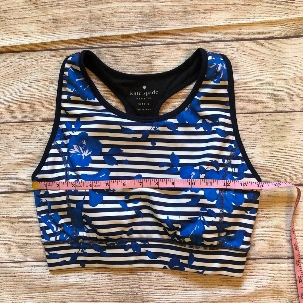 Kate Spade Blue Hibiscus Stripe Sports Bra‎ ✨